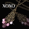【62%OFF】「XOXO」クリスタルアートネックレス！「シルバー925」