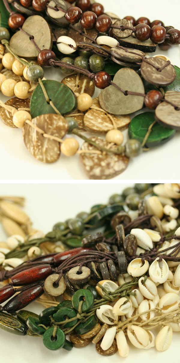 【チュニック/ワンピの必須アイテム♪】ハンドメイド★ハートーモチーフがポイント！ウッドビーズのロングネックレス＜4色