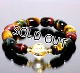 贅沢仕様♪ ★億万長者ブレスレット♪ 手彫り金龍水晶×シトリン×カラフル自然色タイガーアイ ≪M/L/LL≫