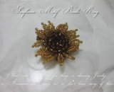 【送料込】指先に夏を演出♪ひまわりモチーフのエレガント ビーズリング ☆フリーサイズ