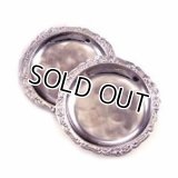 【13crステンレス製】アンティークデザイン アクセサリートレー/ケーキ皿 （2枚セット）