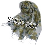 【薄手ストール】シルク混 上品なイエロー ローズ柄のストール ♪IN-5045S