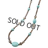 【天然石】人気デザイン！ターコイズのセミロングネックレス（エスニック パワーストーン）
