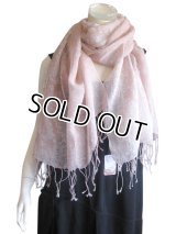 【薄手ストール】麻51％ 綿49％ ダマスク＆ドット柄のエレガントなストール 洗濯可能 （ギフト 母の日）