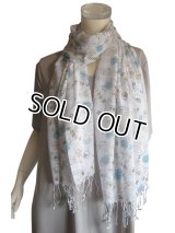 【薄手ストール】 レーヨン100％ 淡い小花＆ペイズリーの優しさ♪ ソフトガーゼストール（UVケア 日除け 冷房対策）