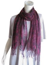 【薄手ストール】深みのある色合いがお洒落♪コットン100%フラワー柄ストール ２色