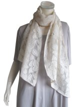 【薄手ストール】コットン100％ 2枚重ねのフラワーレース ストール ３色 （ＵＶ 紫外線対策 日除け）