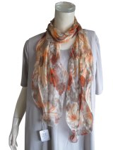 【薄手ストール】シルク100％シフォン 水彩画風ぼかし花柄ストール 3色 （ＵＶ/紫外線対策 保温 保湿 冷房対策）