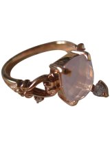 【SILVER925】ローズクォーツ&キュービックジルコニア シルバーリング ピンクゴールド17号（天然石 パワーストーン スターリングシルバー) ＣＪ