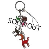 【キーリング/携帯ストラップ】【 pierre cardin ピエールカルダン 】 チャームキーリング・キーホルダー（キャメル/ムーン/ロゴ入りチャーム）専用ポーチ付