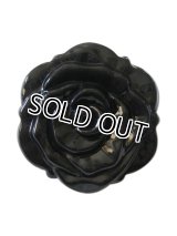 【艶やかなブラックローズ】ローズモチーフ*コンパクトミラー　ブラック