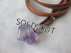 画像4: 【レザーネックレス】◆flower storm◆天然石☆大きめぷっくりハートの革ひもロングネックレスＷ☆パワーストーン お守り