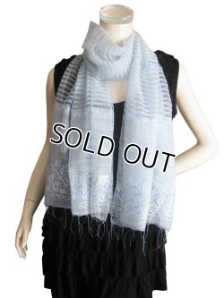 画像4: 【薄手ストール】豪華な刺繍のシルク・コットン素材プレーンカラーストール(紫外線対策 UV対策 日除け 冷房対策)