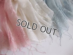 画像7: 【薄手ストール】豪華な刺繍のシルク・コットン素材プレーンカラーストール(紫外線対策 UV対策 日除け 冷房対策)