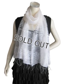 画像3: 【薄手ストール】豪華な刺繍のシルク・コットン素材プレーンカラーストール(紫外線対策 UV対策 日除け 冷房対策)