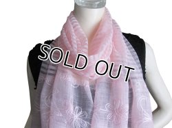 画像5: 【薄手ストール】豪華な刺繍のシルク・コットン素材プレーンカラーストール(紫外線対策 UV対策 日除け 冷房対策)