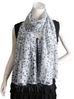 画像4: 【薄手ストール】艶やかな光沢がきれい♪シルク・レーヨン素材小花柄ストール 2色(紫外線対策 UV対策 日除け 冷房対策)