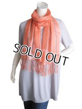 【薄手ストール】 【日本製】 シルク100％ロングストール オレンジ（紫外線対策 UV対策 日除け 冷房対策）