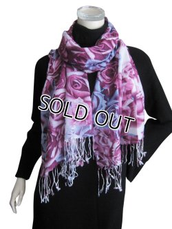 画像3: 【秋冬ストール】ソフトガーゼ グラデーション リアルバラプリントストール 2色 (マフラー/ショール)