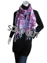 【秋冬ストール】ソフトガーゼ グラデーション リアルバラプリントストール 2色 （マフラー/ショール）