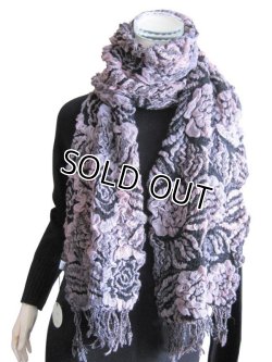 画像4: 【秋冬ストール】ライクラ×ストレッチ素材！ニュアンスカラー花柄フクレ織りストール 2色