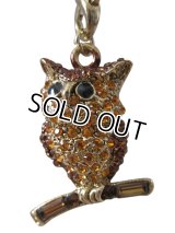 【ストラップ/チャーム】【スワロフスキー社製クリスタル】スワロフスキーを贅沢に散りばめたゴージャスなフクロウストラップ （バッグチャーム/ペンダントトップ）