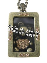 【ネックレス/チャーム】【スワロフスキー社製クリスタル】アンティーク×キュートなテディベアネックレス （ペンダント ハート くま）