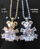 他の写真2: 【ネックレス/チャーム】【全面プラチナ仕上げ/18金極厚仕上げ】キュービック2.77ct ラブリーデザインくまちゃんペンダント 2色（ロジウム/ゴールド）