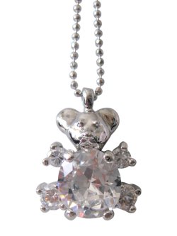 画像4: 【ネックレス/チャーム】【全面プラチナ仕上げ/18金極厚仕上げ】キュービック2.77ct ラブリーデザインくまちゃんペンダント 2色(ロジウム/ゴールド)