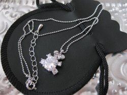 画像5: 【ネックレス/チャーム】【全面プラチナ仕上げ/18金極厚仕上げ】キュービック2.77ct ラブリーデザインくまちゃんペンダント 2色(ロジウム/ゴールド)