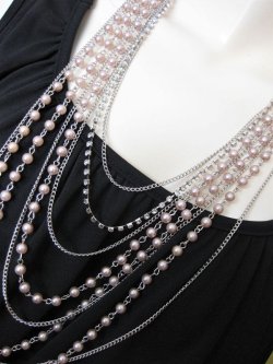 画像5: 【送料無料】【3色展開】華やか8連パール&ラインストーンロングネックレス(パーティ フォーマル セレモニー)