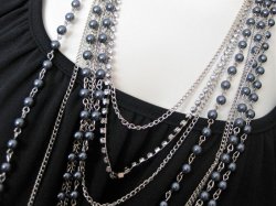 画像7: 【送料無料】【3色展開】華やか8連パール&ラインストーンロングネックレス(パーティ フォーマル セレモニー)