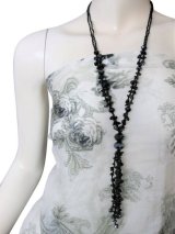 送料無料【タッセルタイプ】クールなきらめき♪ビーズ2連ロングネックレス ブラック