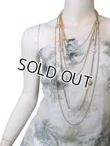 【胸元を華やかに演出♪】チェーン＆ビーズ5連ロングネックレス