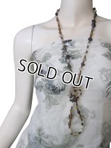 【ロングネックレス】アジアンテイスト シンプルクール ウッドビーズネックレス ブラック×シルバー