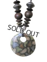 存在感ある大人アクセ♪ストーン＆ウッドビーズ エスニック ロングネックレス