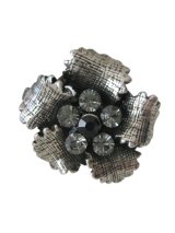 【フリーサイズ】ラインストーン シンプルフラワーデザインリング