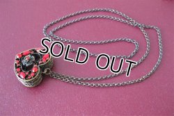 画像6: 【送料無料】透かしハート&ローズ アンティーク仕上げロングネックレス (ペンダント 薔薇 ジルコニア アクセサリー 金古美)