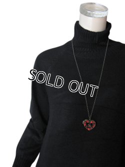 画像7: 【送料無料】透かしハート&ローズ アンティーク仕上げロングネックレス (ペンダント 薔薇 ジルコニア アクセサリー 金古美)