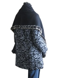 画像8: 【送料無料】カシミヤ混ウール レッキスファートリミング大判ストール/ショール 2色展開（ブラック/ベージュ）