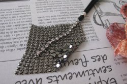 画像7: 【送料無料】【レザーネックレス】◆日本製◆flower storm◆ メタルメッシュとラインストーンのレザーネックレス☆2色（革紐ロングネックレス メンズ/レディース）