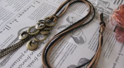 画像9: 【送料無料】【レザーネックレス】◆flower storm◆メタルリングとチェーンのレザーネックレス アンティークブロンズ(革紐ロングネックレス メンズ/レディース)