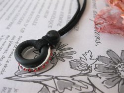 画像7: 【送料無料】【レザーネックレス】◆flower storm◆ 異素材ダブルリング レザーネックレス（革紐ロングネックレス メンズ/レディース）