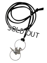 【送料無料】【レザーネックレス】◆flower storm◆ 上品な折り鶴チャームのレザーネックレス シルバー（革紐ロングネックレス メンズ/レディース）