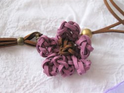 画像5: 【送料無料】【レザーネックレス】◆flower storm◆レザーフラワーとタッセルのハンドメイド革紐ロングネックレス (Purple Pink×Brown)