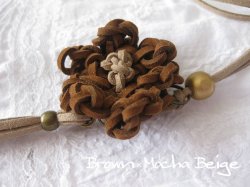 画像3: 【送料無料】【レザーネックレス】◆flower storm◆レザーフラワーとタッセルのハンドメイド革紐ロングネックレス (Brown×Mocha Beige)