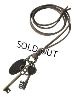画像6: 【送料無料】【レザーネックレス】◆flower storm◆ 二つの鍵とメッセージプレートのレザーネックレス（ラッキーチャーム 革紐ロングネックレス メンズ/レディース）
