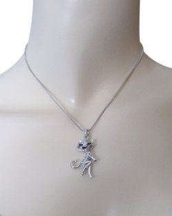 画像6: 【送料無料】おすましレディ猫ちゃんチェーンネックレス(革紐ネックレス メンズ/レディース)