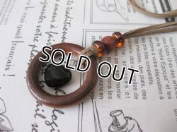 画像5: 【送料無料】【レザーネックレス】◆flower storm◆天然石ブラックオニキスのぷっくりハート＆ウッドリング革紐ロングネックレス（メンズ/レディース）