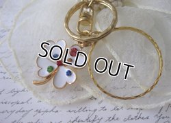 画像4: 【送料無料】【キーリング/バッグチャーム】◆flower storm◆ラインストーン使いの白い四葉のクローバー( 縁起物 ラッキーアイテム キーホルダー メンズ/レディースアクセサリー)